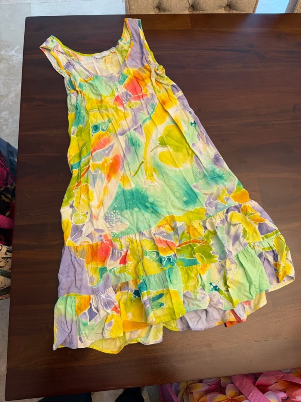 JAM’S WORLD Multicolor Floral Ruffle Hem Midi Dress Koi Pond Made Hawaii (104) - Picture 2 of 7